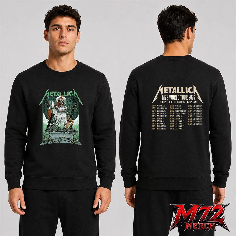 Metallica M72 World Tour June 19 And June 21 2026 At Aviva Stadium Dublin Ireland Skeleton Warrior Artwork By Gary Ronaldson Two Sided Sweatshirt